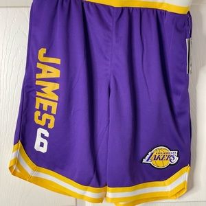 Los Angeles Lakers Lebron James Shorts Basketball #6 Logo Spellout Patch